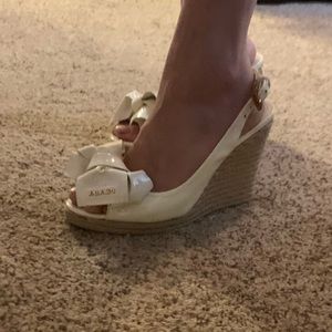 Prada Light Cream Bow Wedges